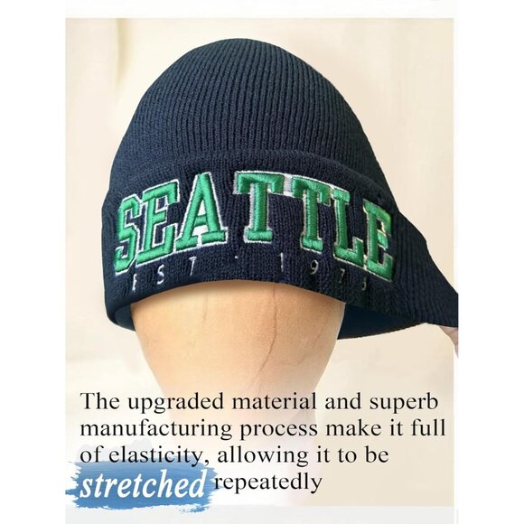 Women's Green & Blue Soft Knit Winter Hat For Cold Weather Beanie Toque Hat - Picture 4 of 5
